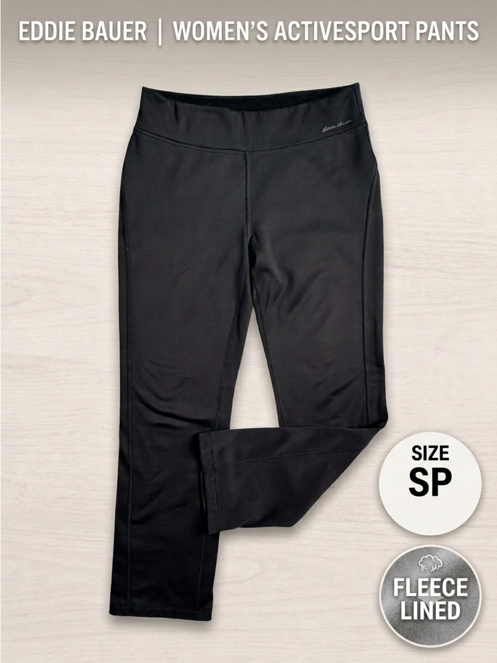 EDDIE‎ BAUER Black Fleece Lined Hiking Pants Women’s Petite Small PS Gorpcore